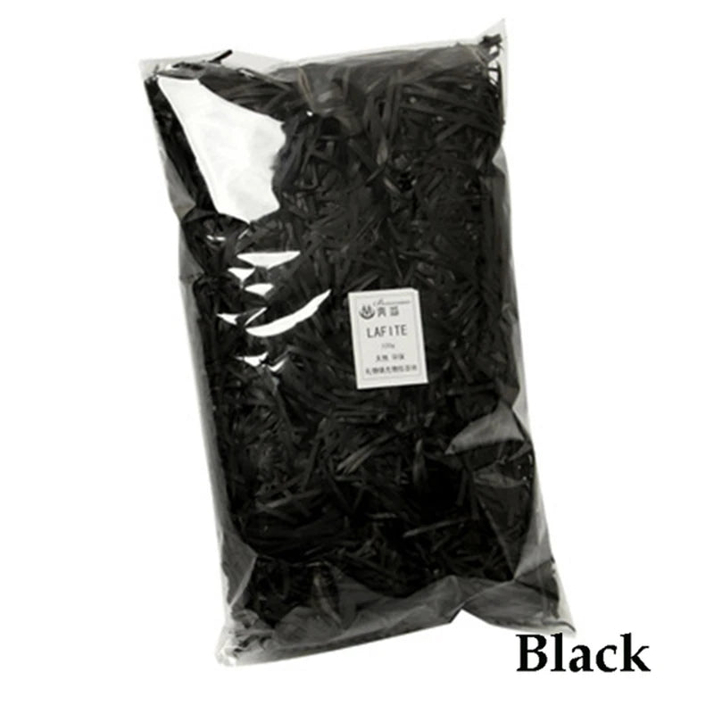 Black Lafite crinkle paper shreds for gift boxes and party decor