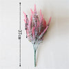 A vertical arrangement of pink and purple lavender artificial flowers with a measuring scale.