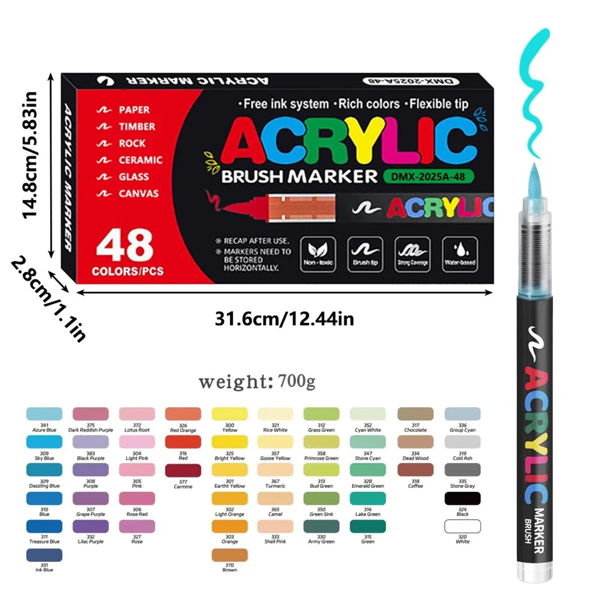 72-Color Acrylic Paint Pen Set with Brush Tips