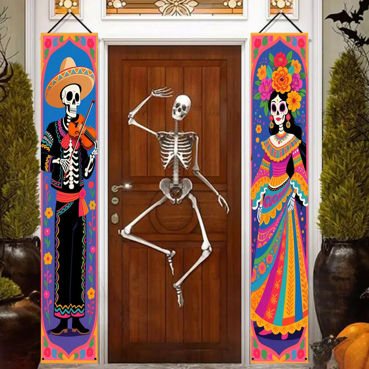 Day of the Dead Sugar Skull Door Banners – Set of 2