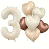 Milky White Heart-Shaped Foil Number Balloons (Set of 7)