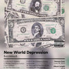 Album cover art featuring a vintage US dollar bill design with text about the New World Depression and song titles.