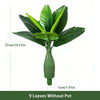 Árbol de banana artificial con 9 hojas verdes sin maceta, mostrando dimensiones de 37 cm/14.57 in y 5 cm/1.97 in.
