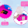 Diagram showing the steps to use a portable electric balloon inflator, including turning on the switch and using the tool to 