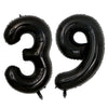 A set of two giant black foil balloons shaped like the number 39
