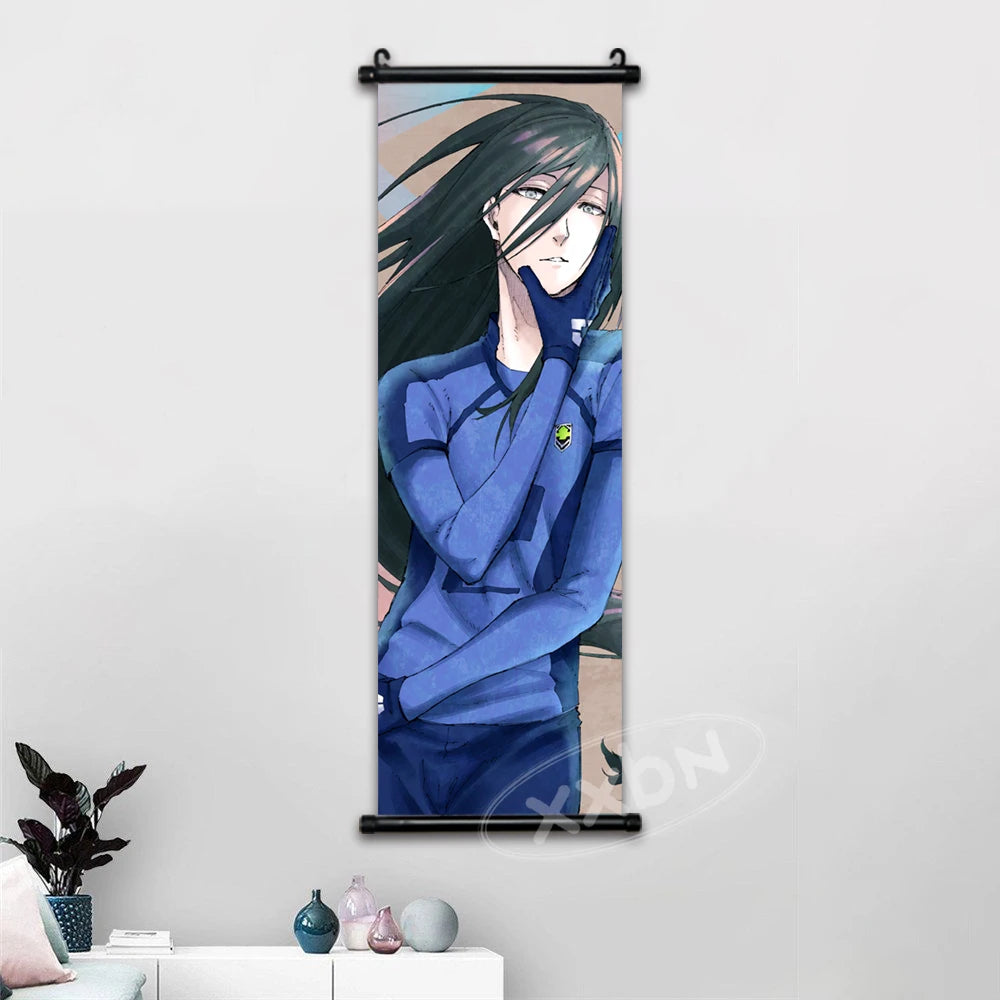 Anime canvas wall art featuring Isagi Yoichi and Chigiri Hyoma in blue outfits