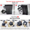 Two randomly sent tree clamps parts list showing the main body and individual parts for installation