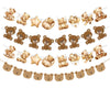 A decorative banner featuring various teddy bears and star shapes for a birthday party.