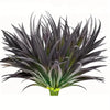 A cluster of dark purple and green artificial tall grass and tropical flowers for indoor or outdoor decor.