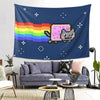 Nyan Cat Pixel Art Tapestry – Rainbow Cat Wall Hanging