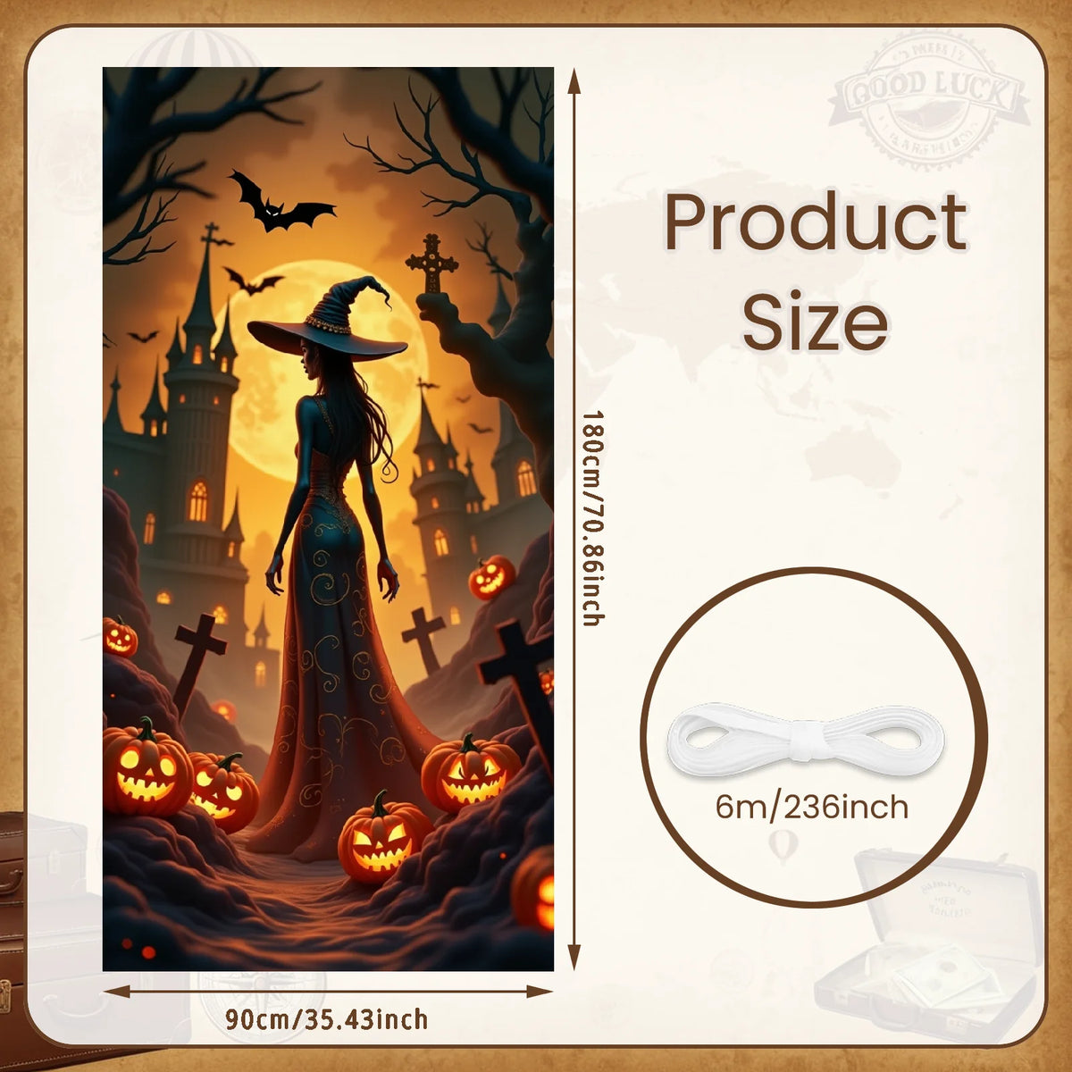 Large Halloween Witch Door Banner with Classic Spooky Design