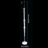 A tall, clear adjustable balloon stand with a base and pole for party decorations.