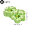 A set of twenty green flower-shaped napkins for a luau party.