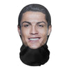 A realistic 3D printed celebrity cosplay mask of a male face with dark hair and a beard.
