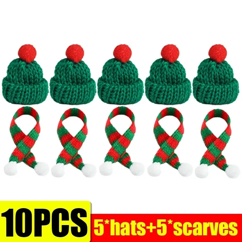 Festive Mini Santa Hat & Scarf Wine Bottle Topper Set