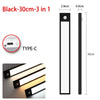 Black 3-in-1 under cabinet light with a motion sensor and Type-C charging port.