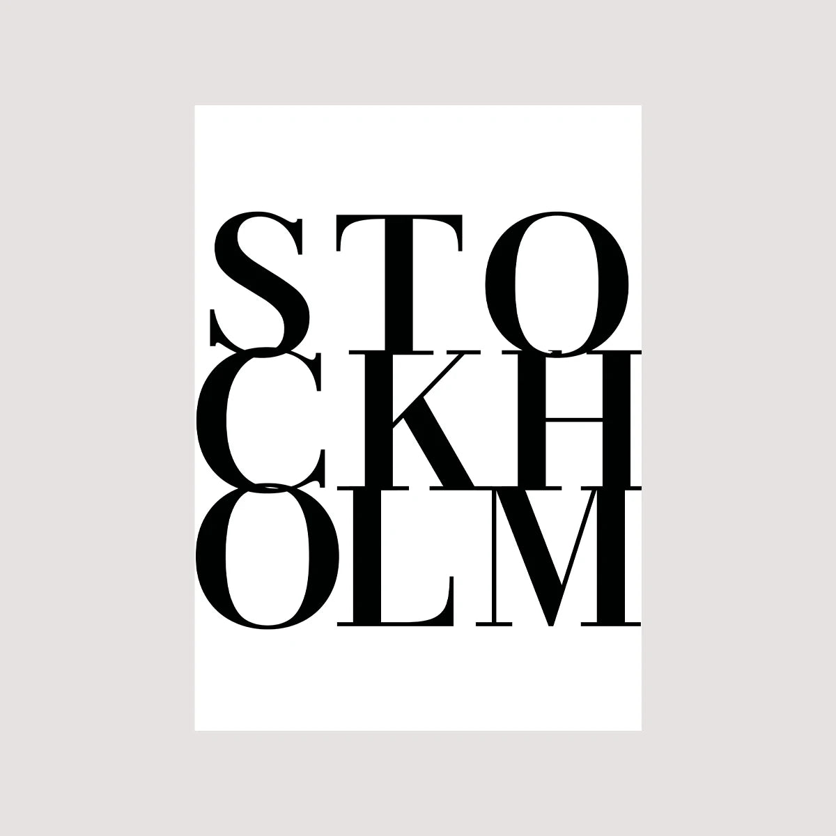 Black sans-serif text spelling out STOCKHOLM in a modern, minimalist style.