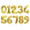 A set of rose gold and silver gradient foil balloons forming the numbers 0123456789