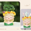 Resin Cartoon Girl Flower Planter