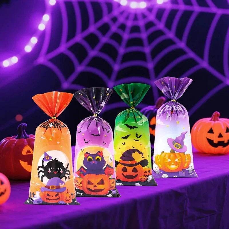 Halloween Pumpkin Candy Bags for Trick-or-Treat Party Favors