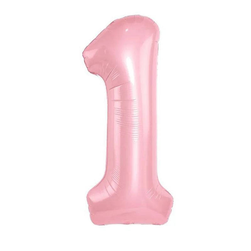 Pastel Pink Foil Number Balloons (0-9) for Birthday Party Decorations