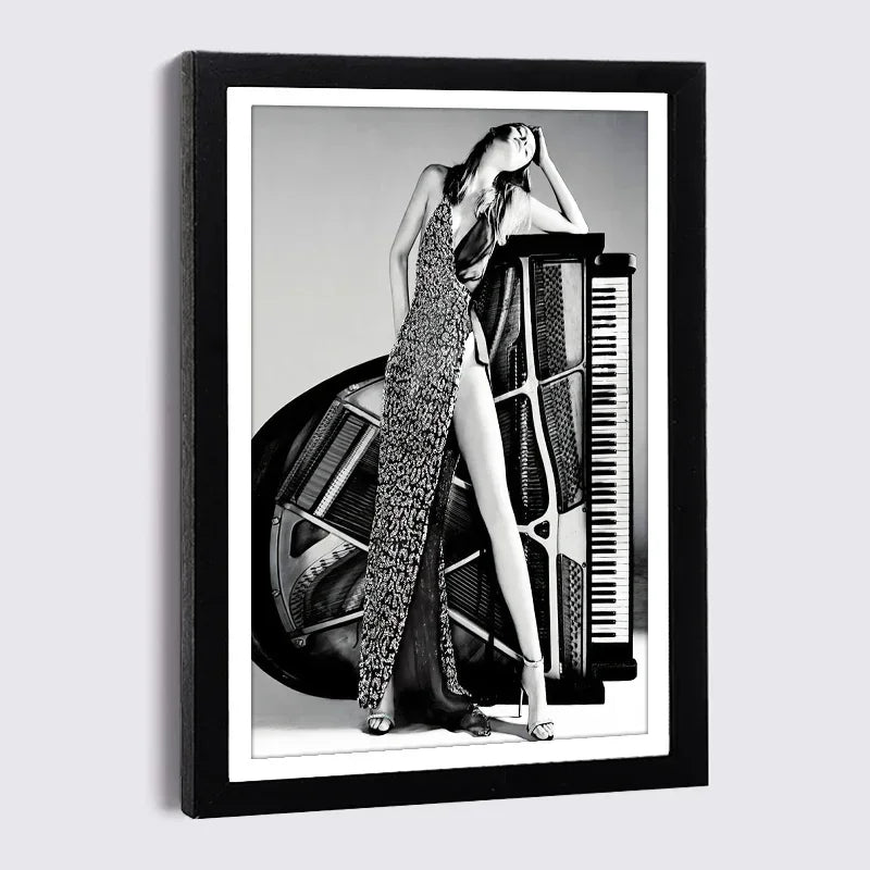 Elegant Wooden Picture Frame with Artistic Canvas Print