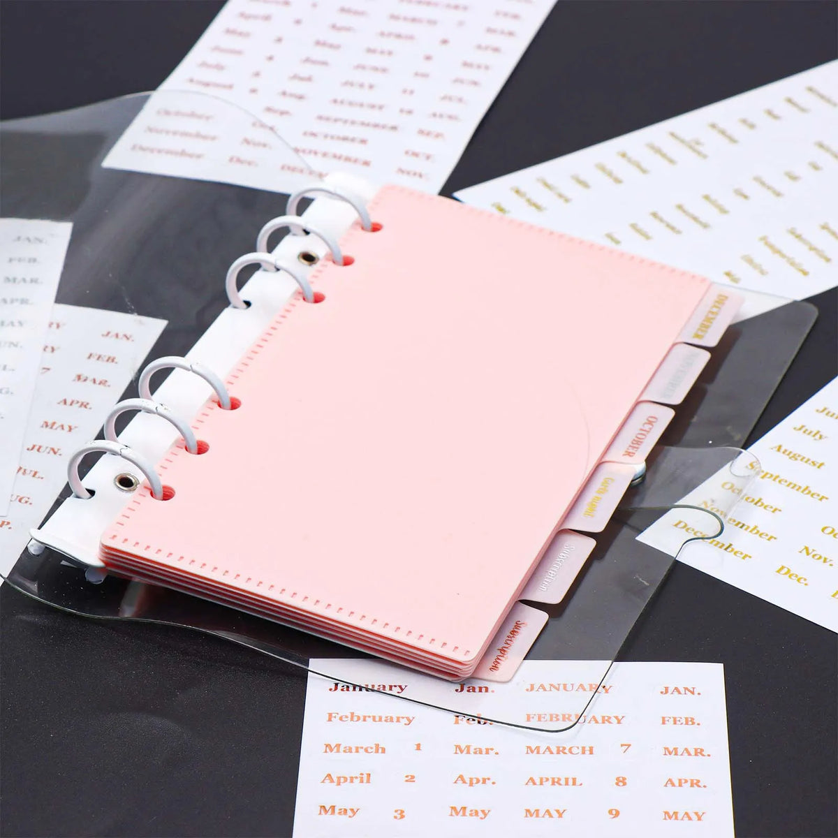 Transparent PET Index Tab Stickers with Hot Stamping – Monthly & Budget Organizers