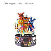 A cake topper featuring several Five Nights at Freddy's characters and the text Birthday