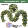 An upgraded 1.8m garland with lights made of cedar branches, shown in a curved shape.