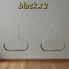 Two silver hat organizer racks mounted on a white wall.