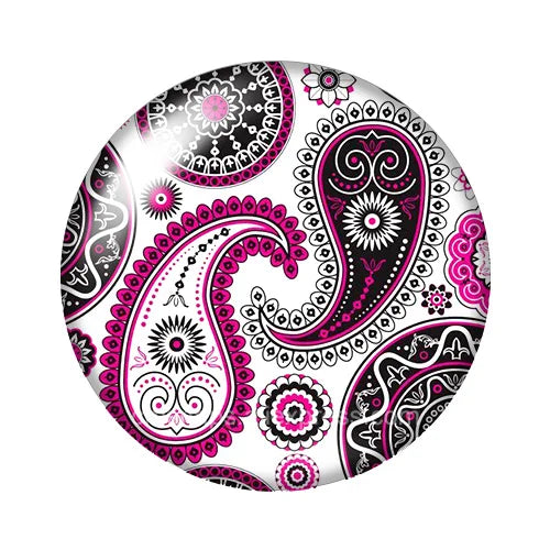 Round Leaf Pattern Flat Back Glass Cabochons for Jewelry Making