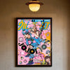 Anime poster featuring characters from JoJo's Bizarre Adventure in vibrant colors and stylized artwork.