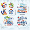A set of seven colorful door magnets featuring cruise ships and birthday themes for decorations.