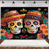 Day of the Dead Skeleton & Floral Backdrop for Party Photo Booth