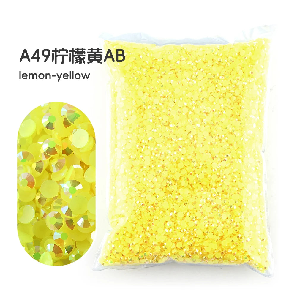 Bag of A49 lemon-yellow resin rhinestones for crafting