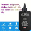 A bottle of 100g UV Resin formulated for artists, featuring hard crystal clear resin with fast curing and high gloss finish.