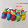 A set of 10 colorful, flexible slug-shaped fidget toys in various shades of purple, blue, green, orange, and yellow.