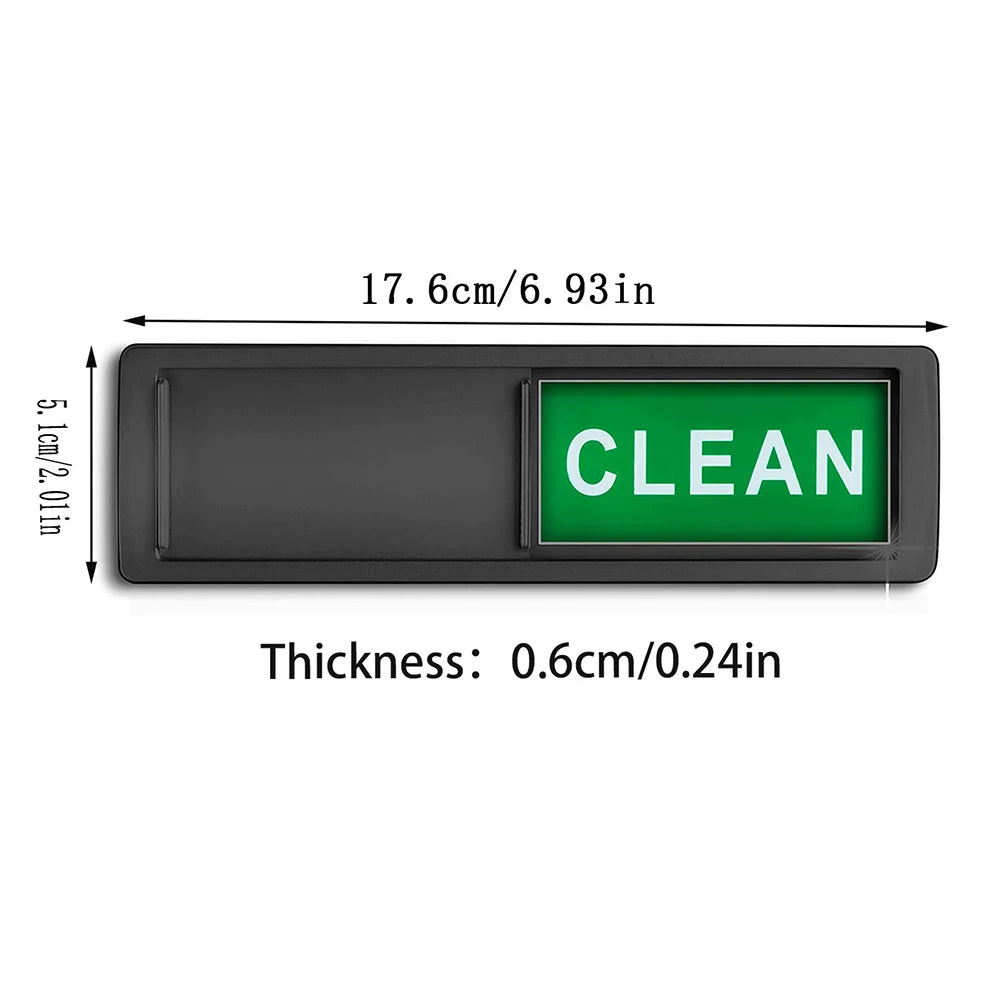 A black magnet indicator with a green display showing the word CLEAN.