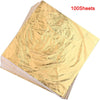 A stack of 100 sheets of imitation gold leaf for gilding and crafting.