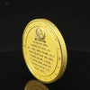 A gold medal coin featuring a winged warrior design and text on the obverse.