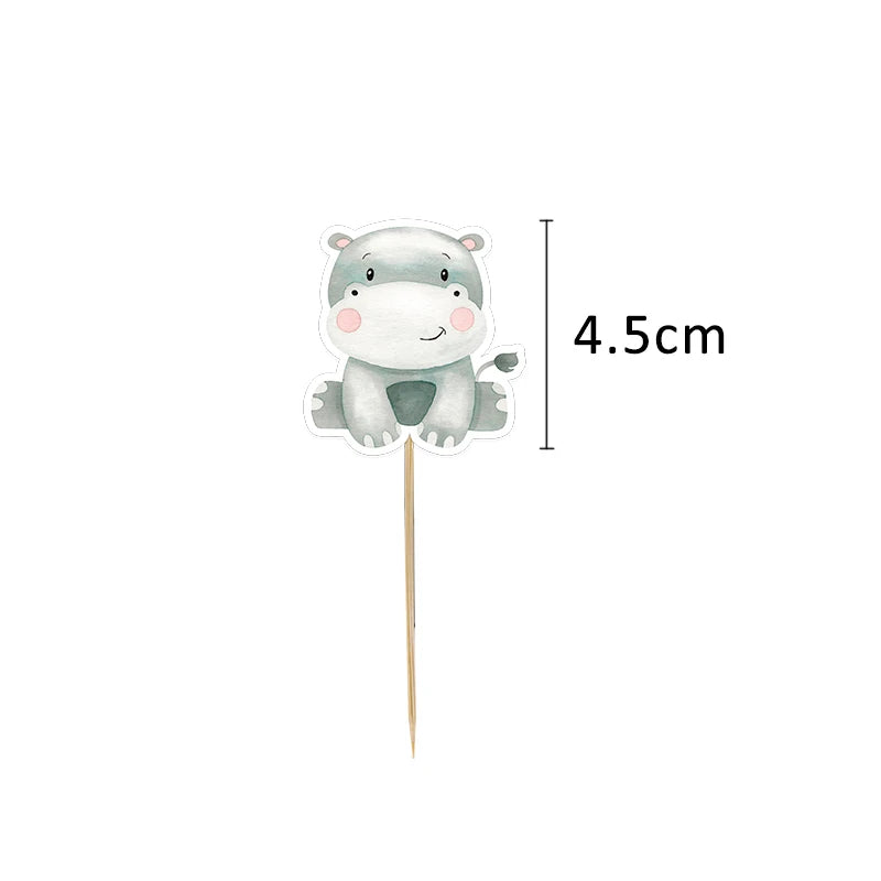 A cute baby elephant cake topper with a stick, shown next to a measurement of 4.5cm.