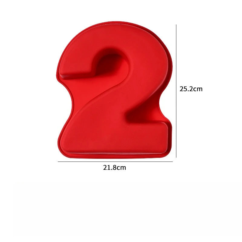 Rotes Silikon-3D-Zahlkuchenform in Form der 2