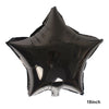 A black foil star and heart balloon assortment.