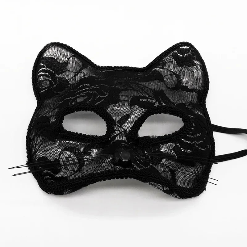 Black elegant lace half-face mask for masquerade or cosplay
