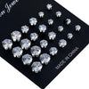 12-Pair Zircon Stud Earring Collection
