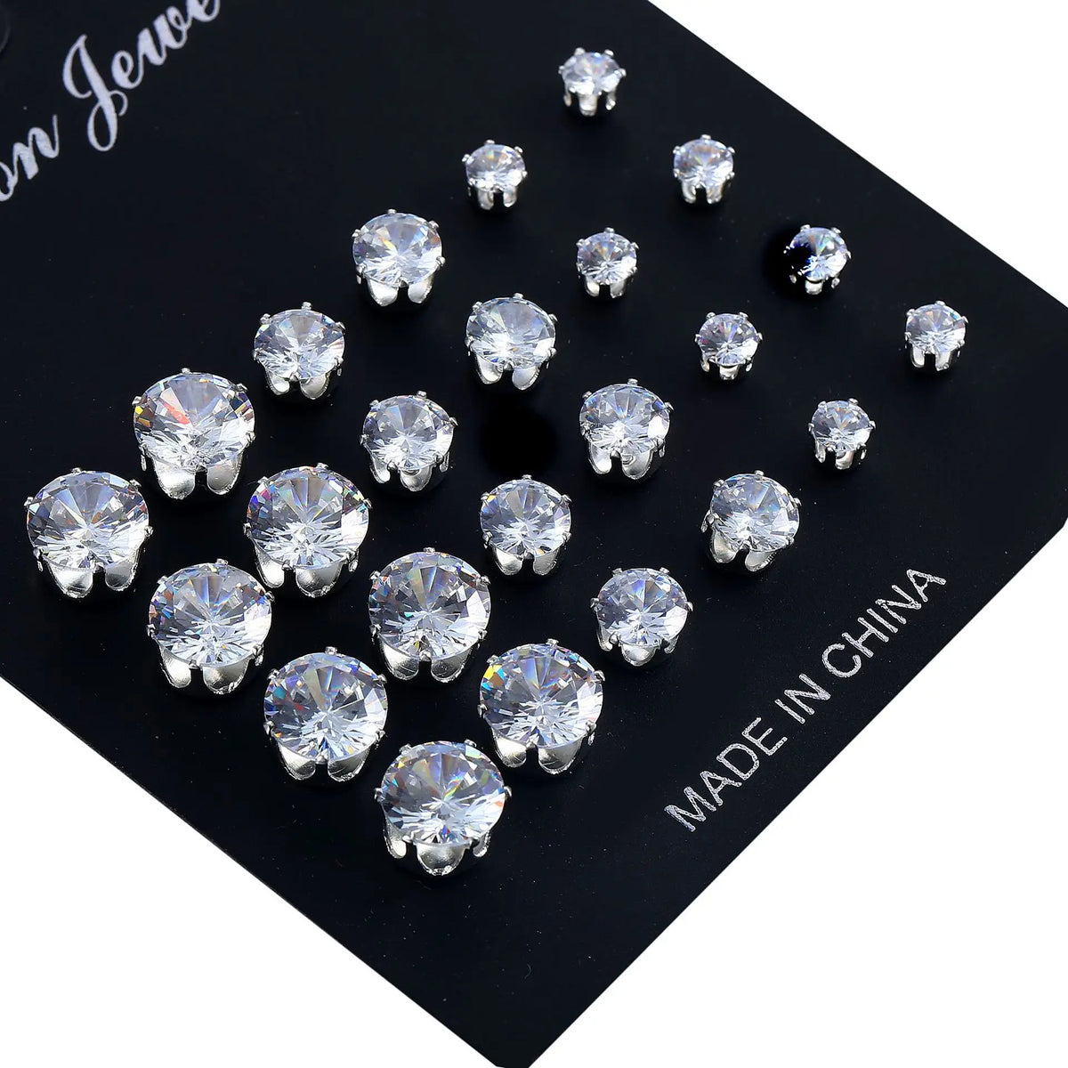 12-Pair Zircon Stud Earring Collection