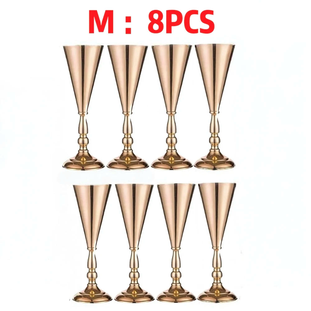 Gold Trumpet Vase Metal Flower Holder for Weddings & Home Decor