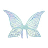Light blue sparkling fairy wings set with a wand and floral crown