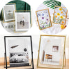 A collection of modern floating picture frames showcasing various floral and nature-themed art prints.