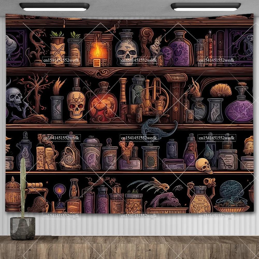 Enchanted Library Staircase Tapestry Wall Hanging